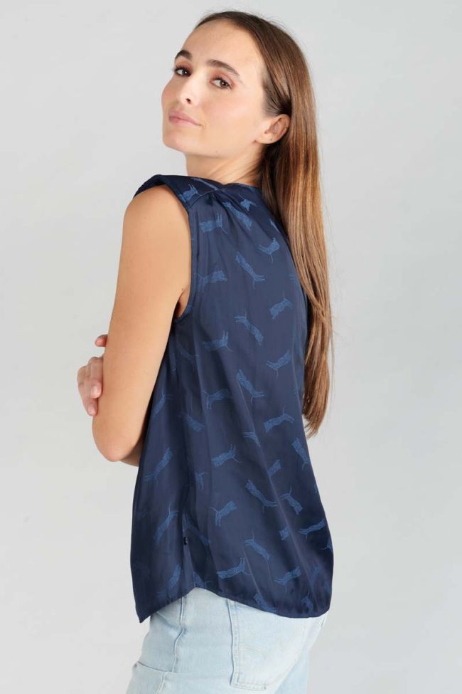 Top Missou aus marineblauem Jacquard