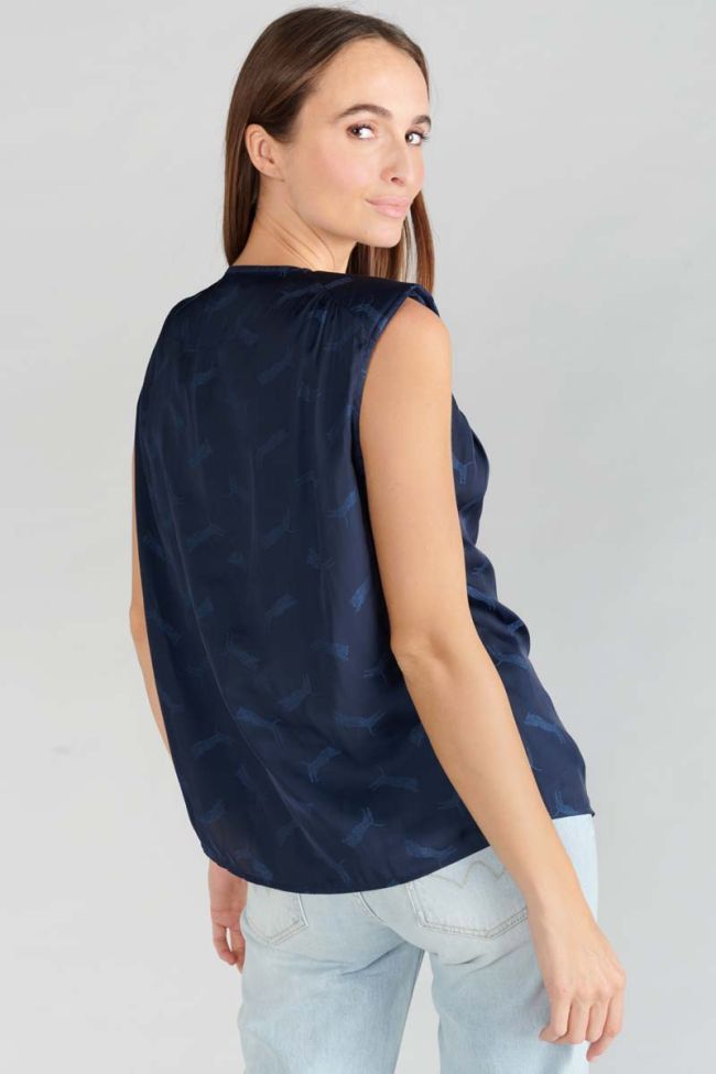 Top Missou aus marineblauem Jacquard
