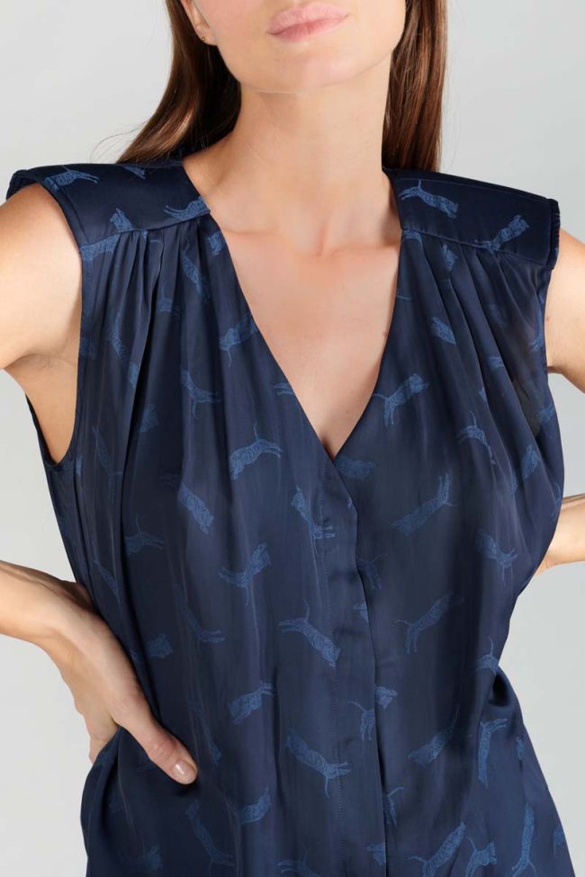 Top Missou aus marineblauem Jacquard