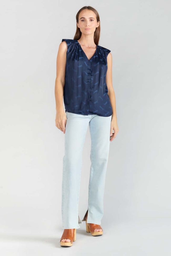 Top Missou aus marineblauem Jacquard