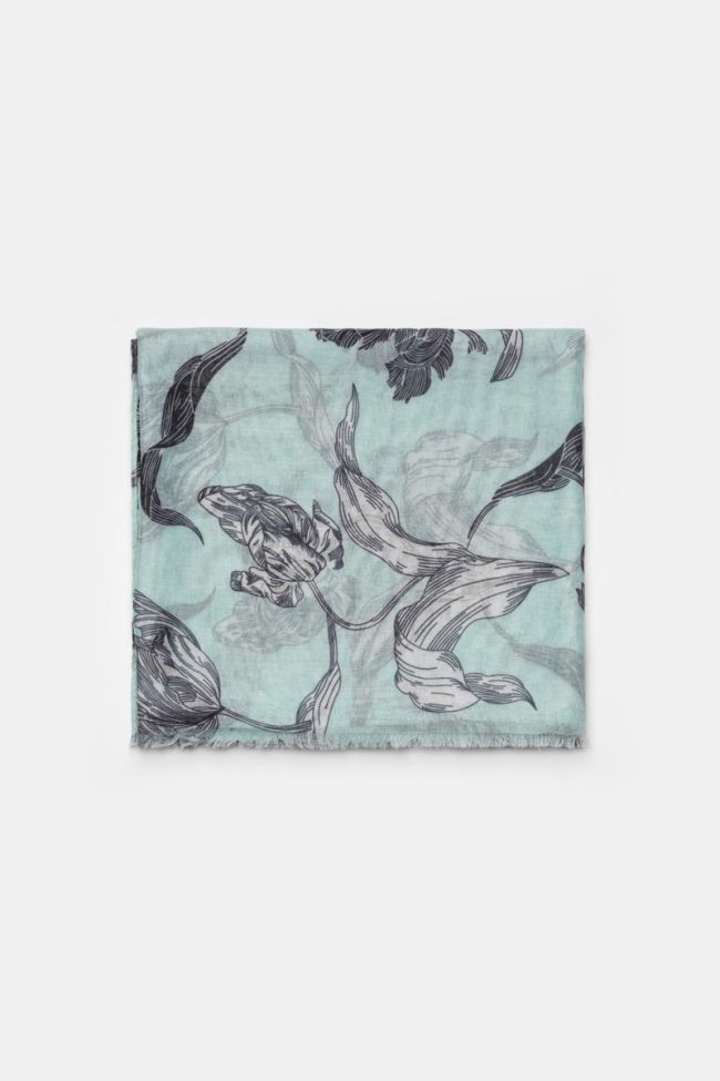 Halstuch Myriam mit wassergrünem Blumenmuster