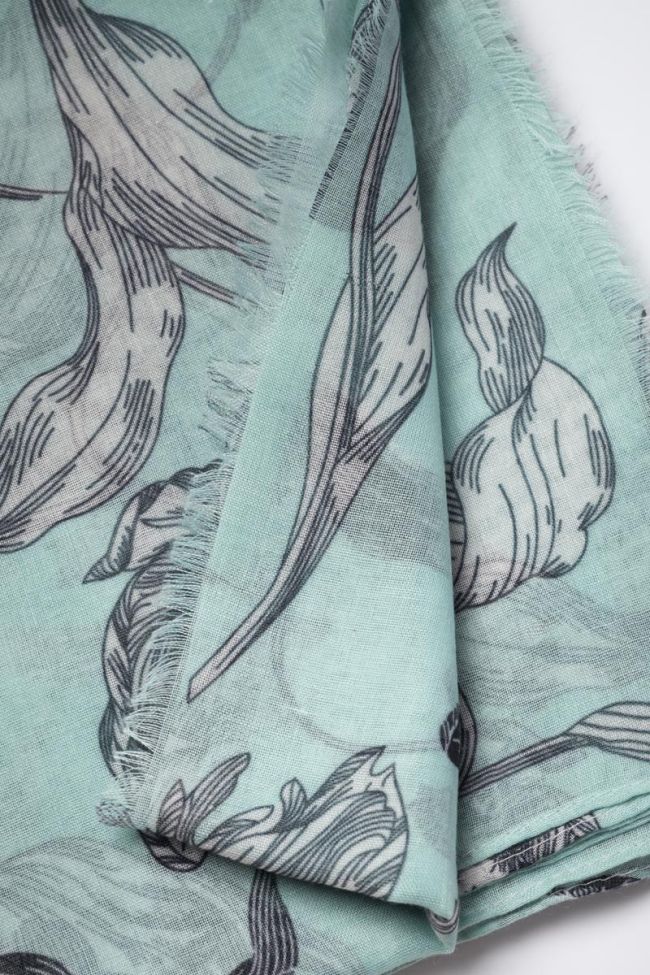 Halstuch Myriam mit wassergrünem Blumenmuster