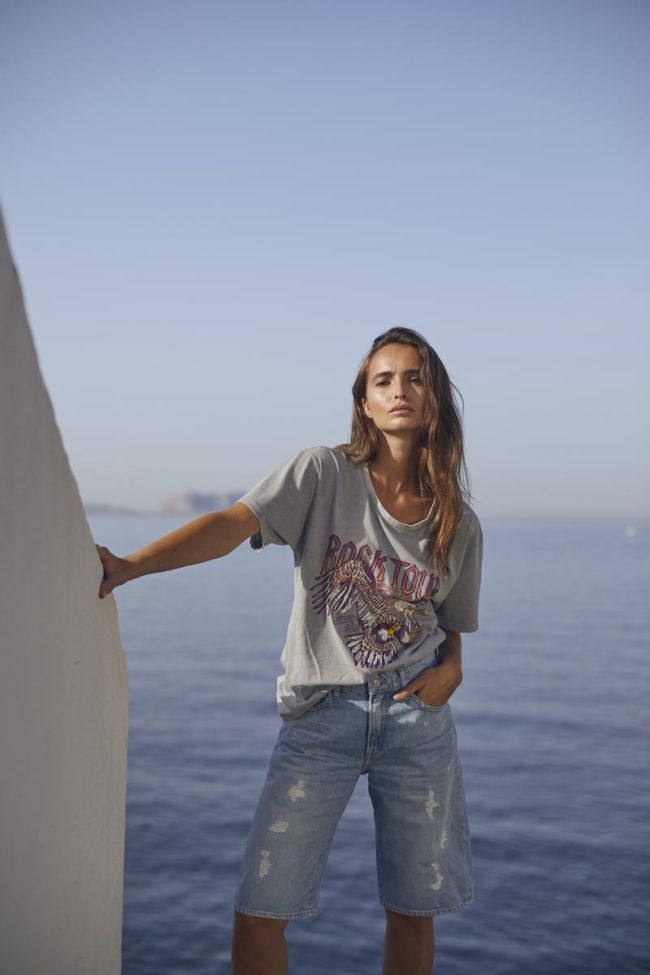 T-shirt Nixon hellgrau verblasst