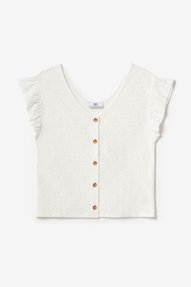 Top Pedrina mit Lochmuster in weiß