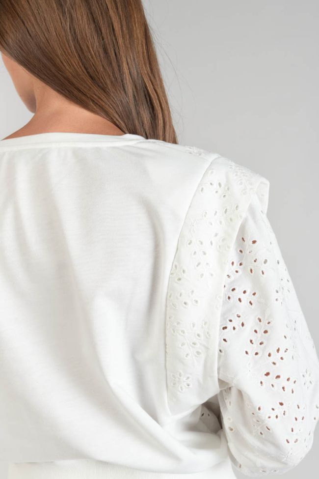 Sweatshirt Plume mit Lochmuster weiß