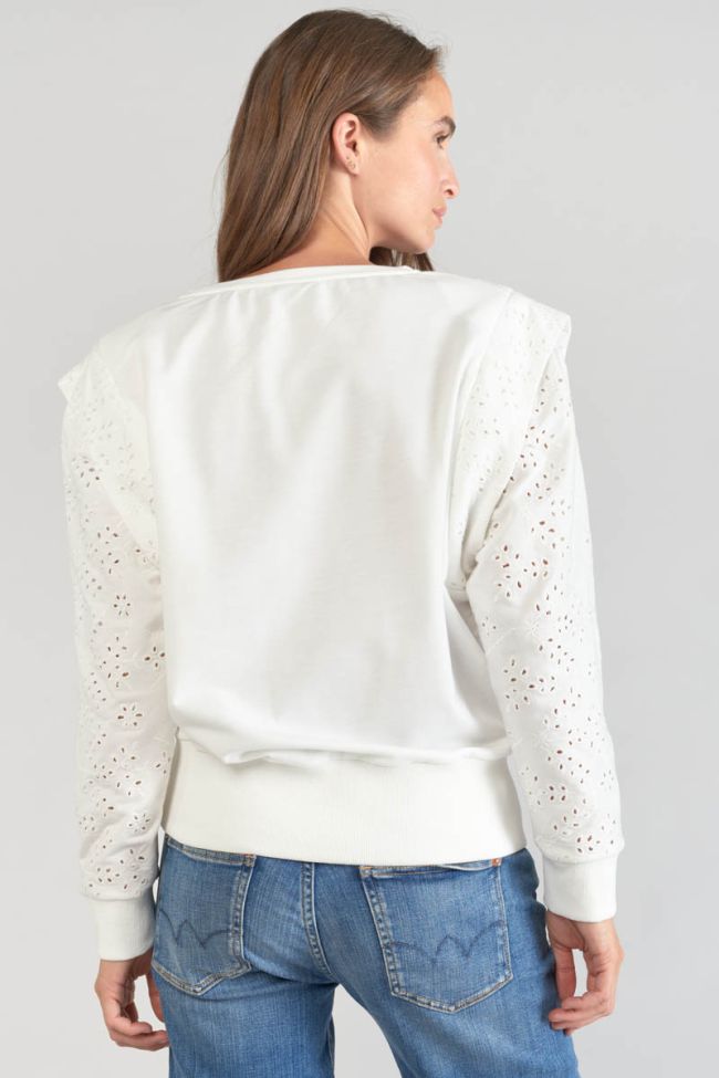 Sweatshirt Plume mit Lochmuster weiß