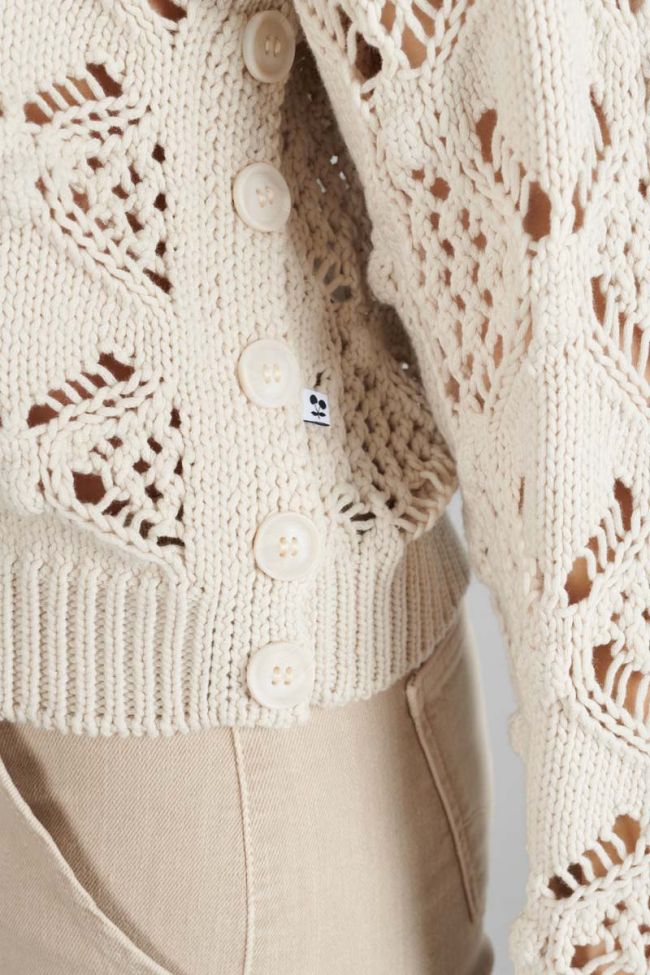 Pullover Poots mit Lochmuster in sandfarben