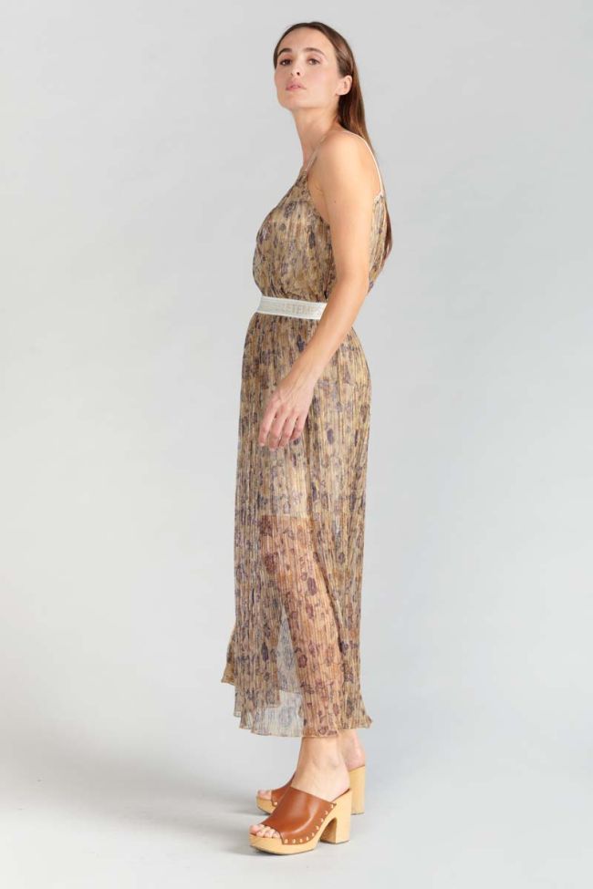 Langer Rock Ran in Gold mit Blumenmuster