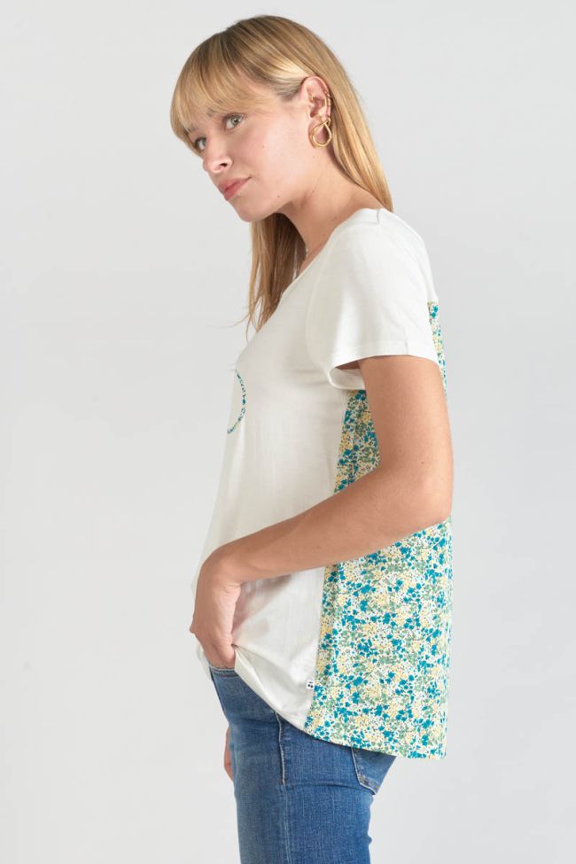 T-Shirt Romi aus zwei Materialien mit grünem Aufdruck