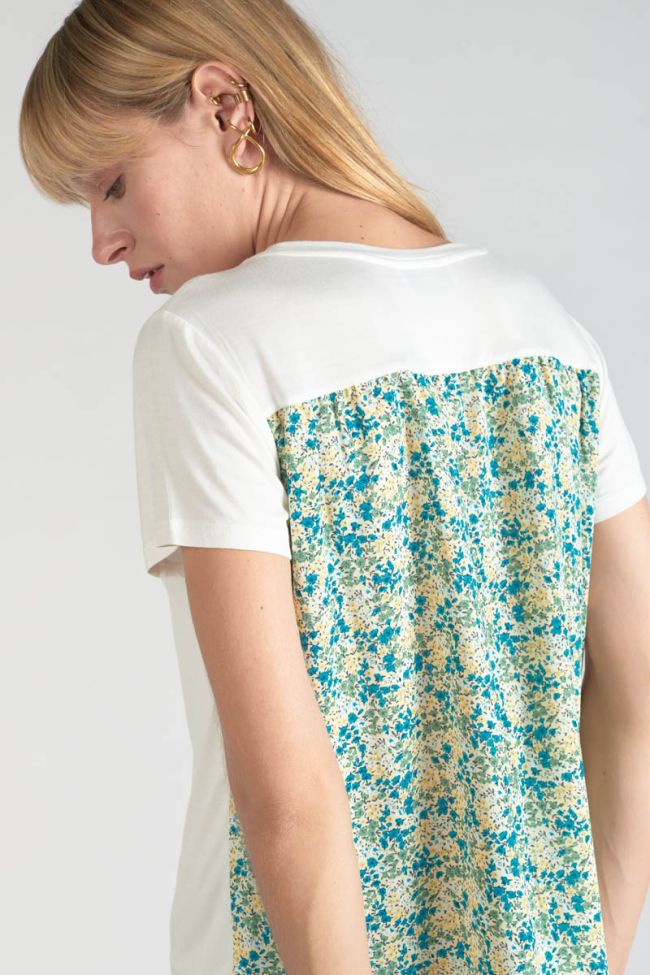 T-Shirt Romi aus zwei Materialien mit grünem Aufdruck