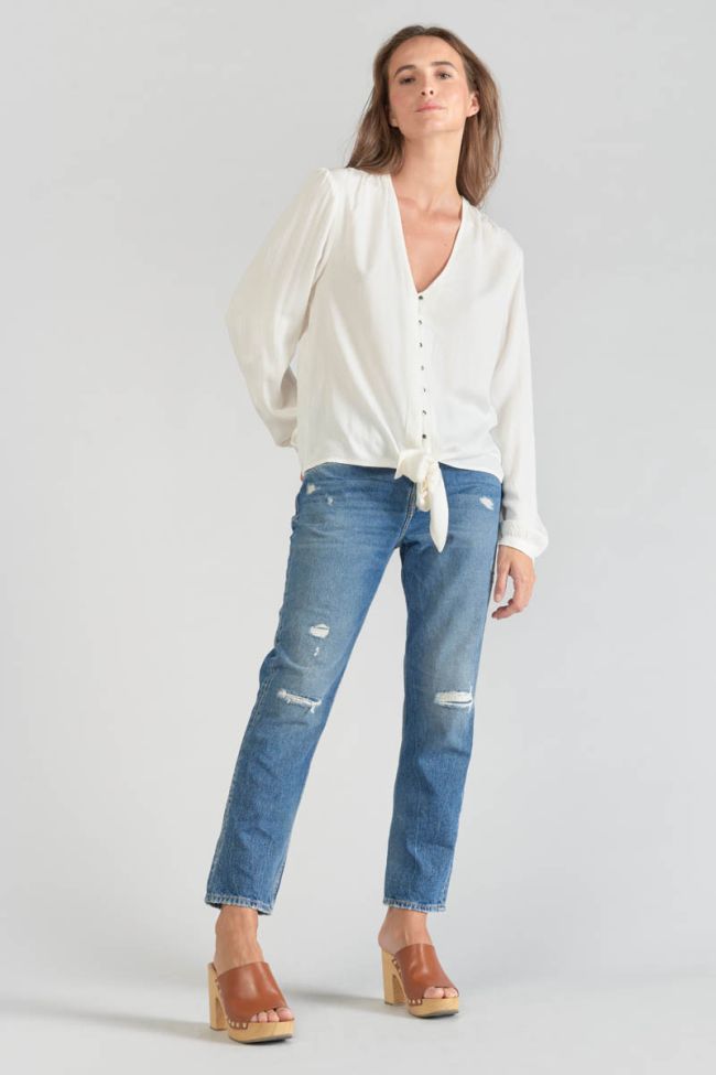 Bluse Tala aus cremefarbenem Jacquard