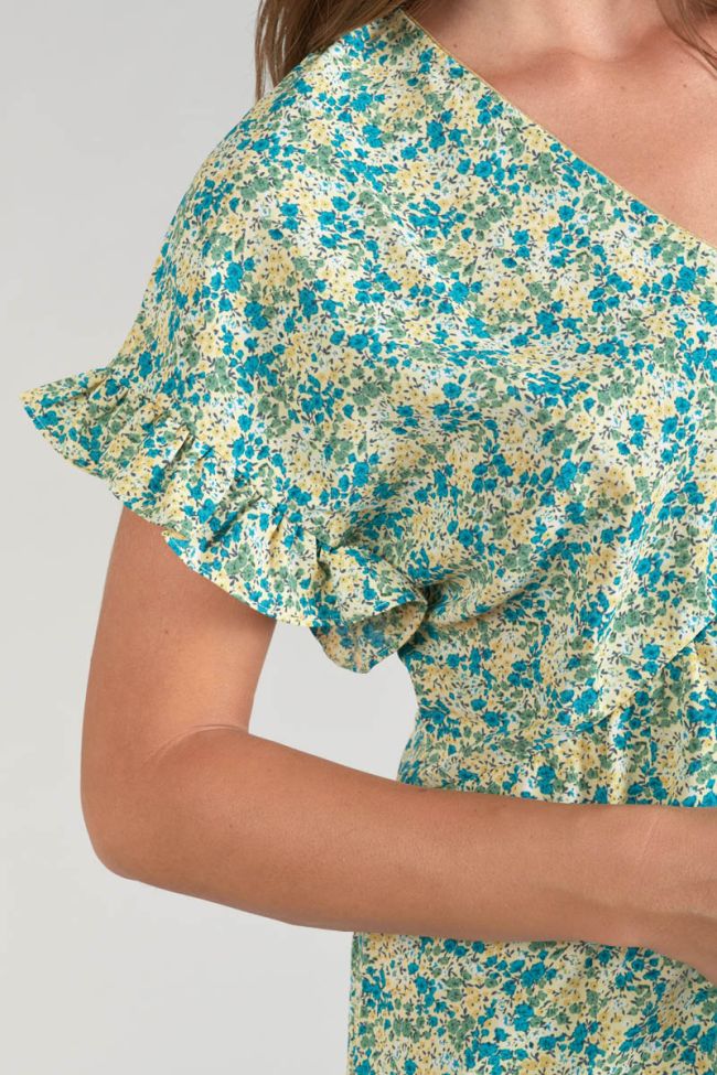 Kleid Tate mit grün-blauem Blumenmuster