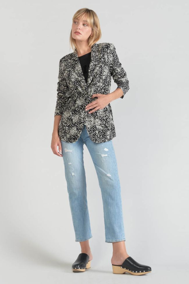 Blazerjacke Urielle mit schwarz-weißem Blumenmuster