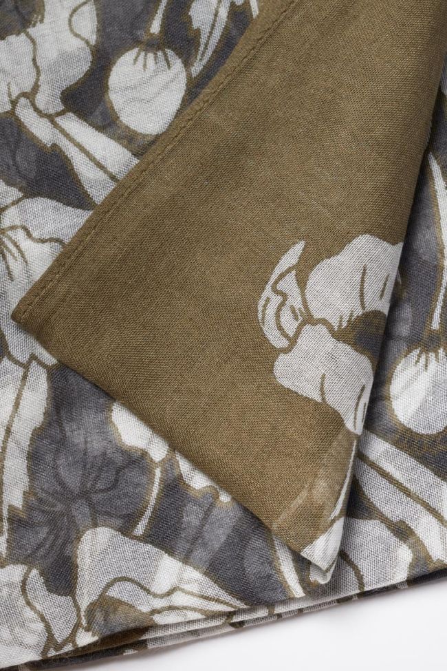 Schal Valentine mit khakifarbenem Blumenmuster