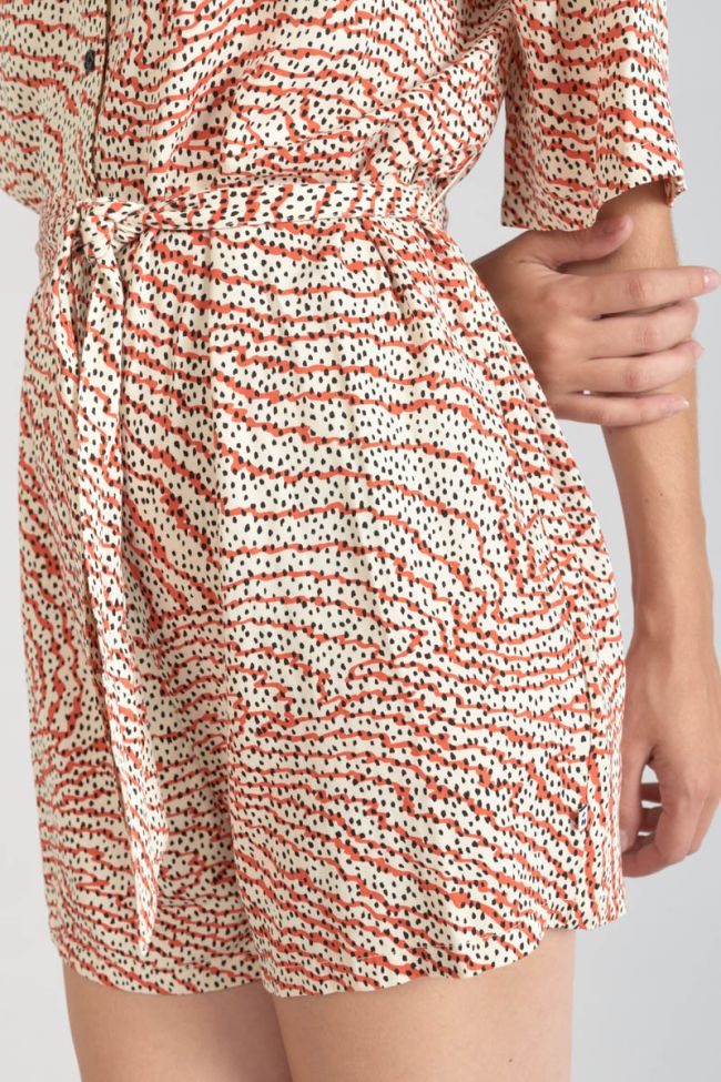 Jumpsuit Zely mit orange-schwarzem Muster