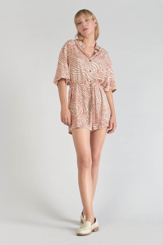 Jumpsuit Zely mit orange-schwarzem Muster