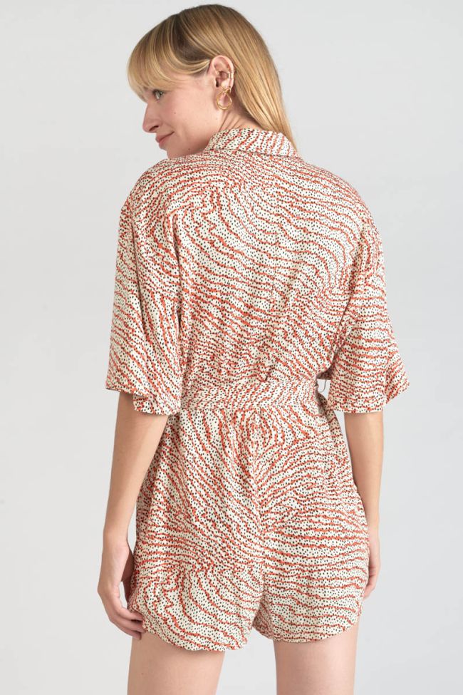 Jumpsuit Zely mit orange-schwarzem Muster
