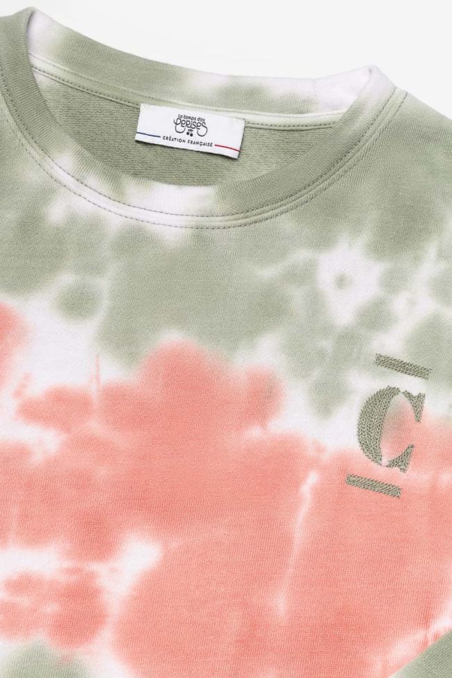 Sweatshirt Fulagi tie and dye in rosa und khaki.