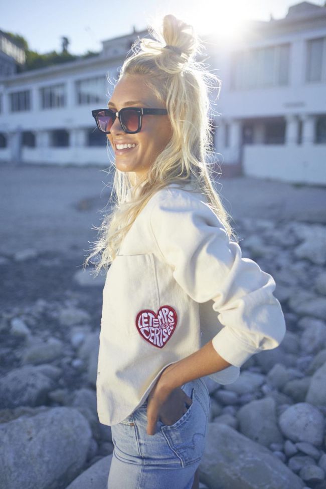 Jacke Nagegi aus cremefarbenem Jeansstoff