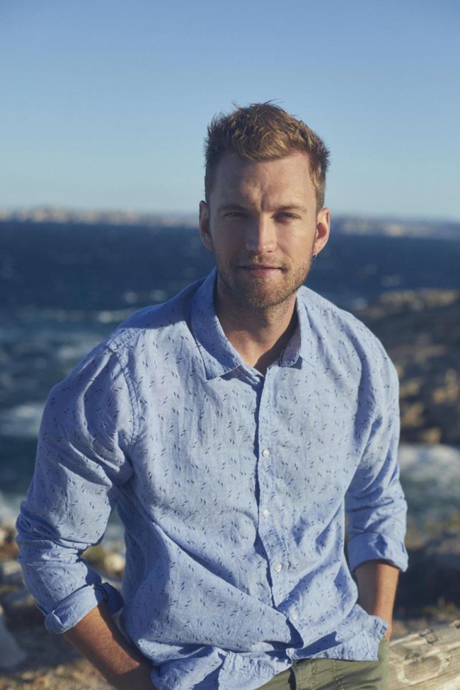 Hemd Arpe aus gemischtem Leinen in Hellblau