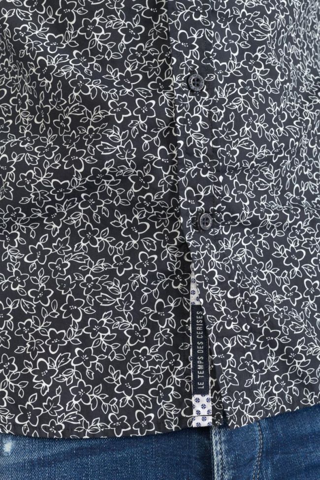 Hemd Fibor mit schwarz-weißem Blumenmuster