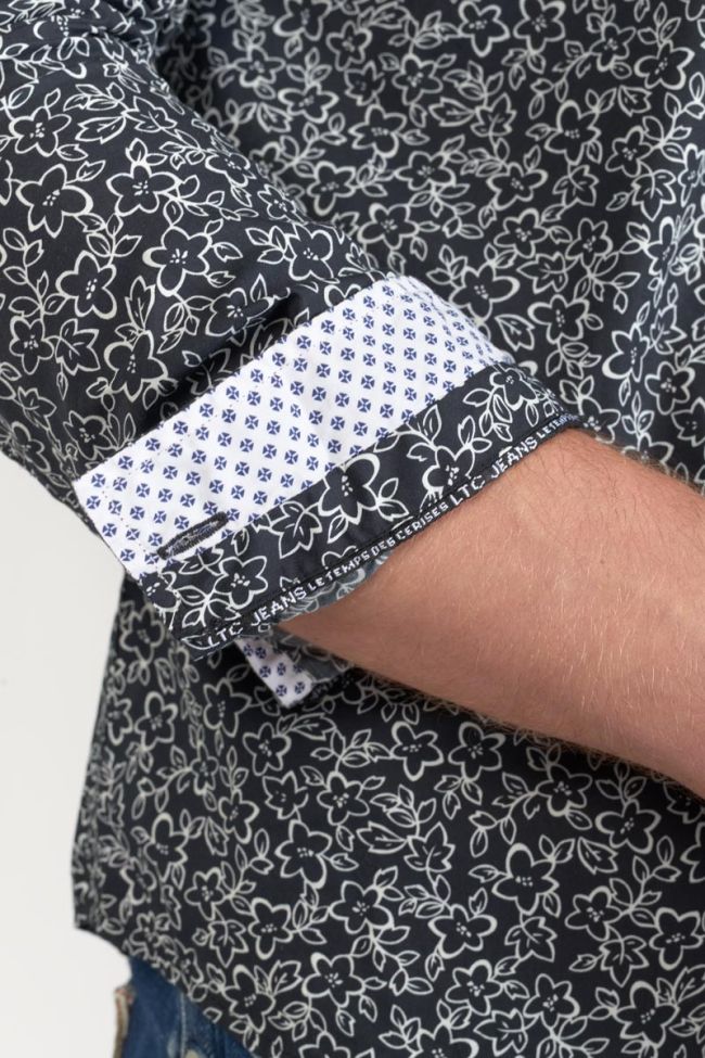 Hemd Fibor mit schwarz-weißem Blumenmuster