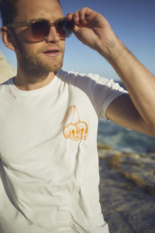 T-Shirt Ian in weiß mit Druck