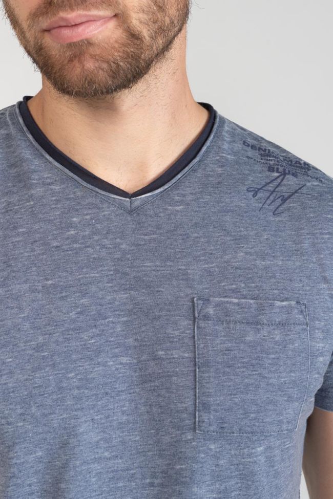 T-Shirt Mavoc in verwaschenem meliertem in blau