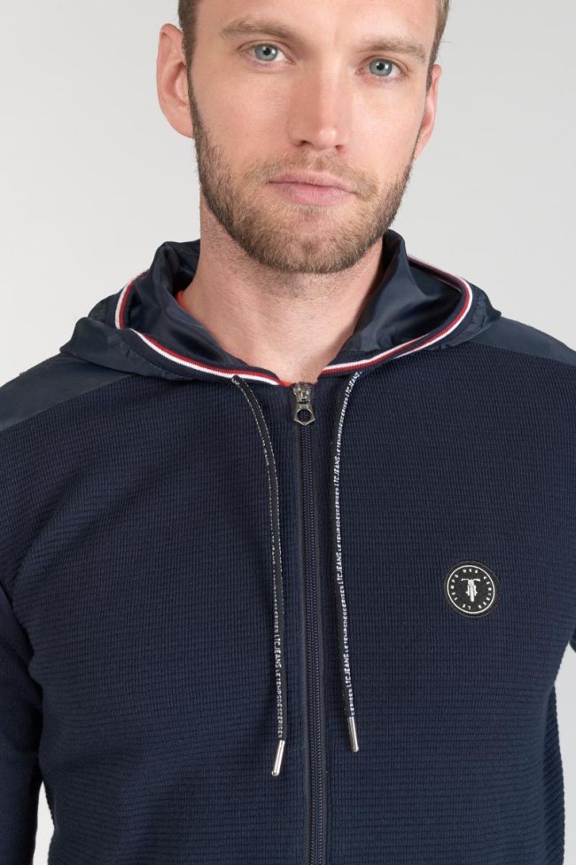 Jacke Mistre aus zwei Materialien in Marineblau