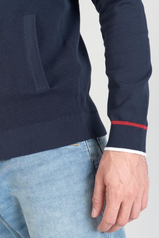 Jacke Mistre aus zwei Materialien in Marineblau