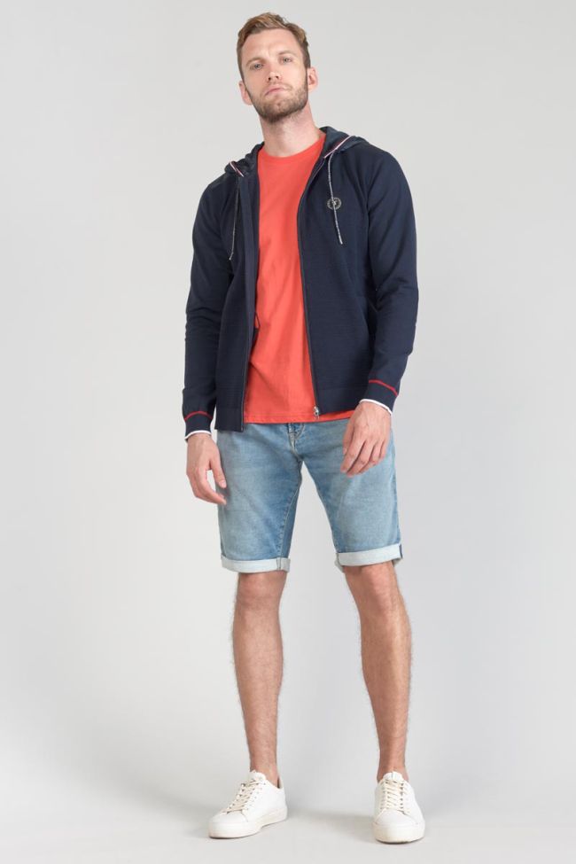 Jacke Mistre aus zwei Materialien in Marineblau