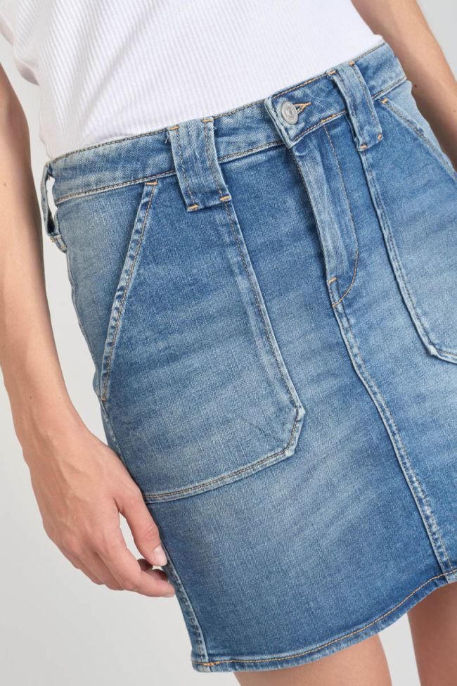 Rock Cary aus verwaschenem blauem Jeansstoff