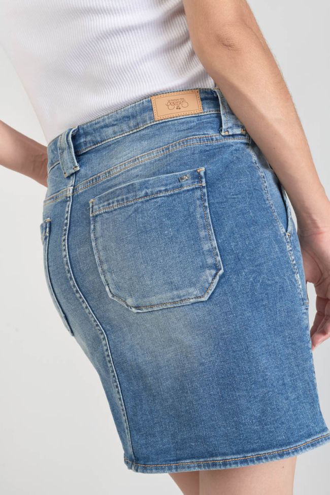 Rock Cary aus verwaschenem blauem Jeansstoff