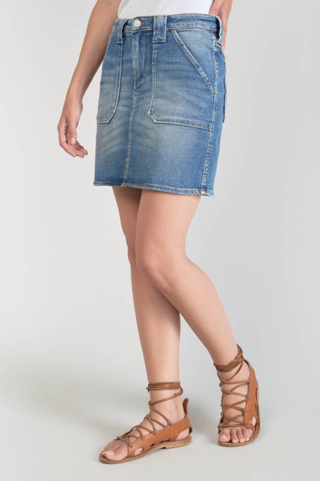 Rock Cary aus verwaschenem blauem Jeansstoff