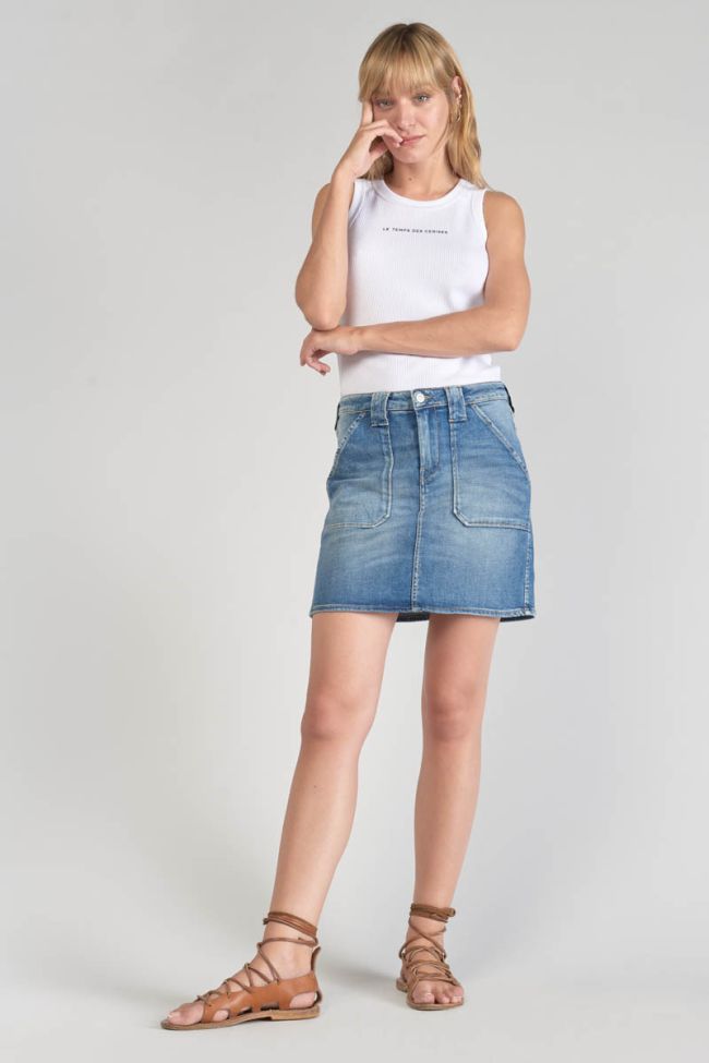 Rock Cary aus verwaschenem blauem Jeansstoff