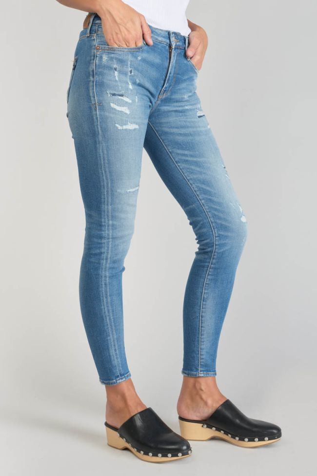 Jeans power skinny Dames 7/8 destroy blau Nr.4