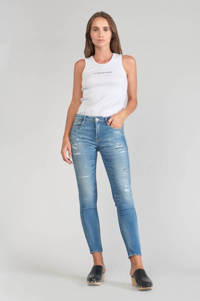 Jeans power skinny Dames 7/8 destroy blau Nr.4