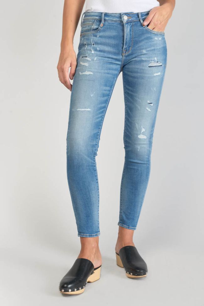 Jeans power skinny Dames 7/8 destroy blau Nr.4