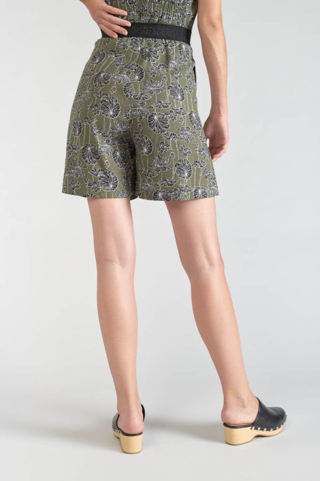 Bermuda Shorts Fost khaki mit Blumenmuster