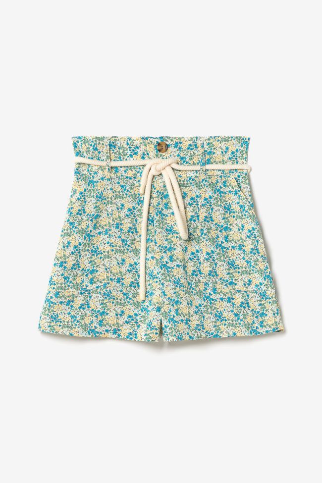 Shorts Lamet mit grünem und blauem Blumenmuster