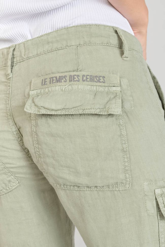 Hose Louisa aus hellkhakifarbenem Leinen