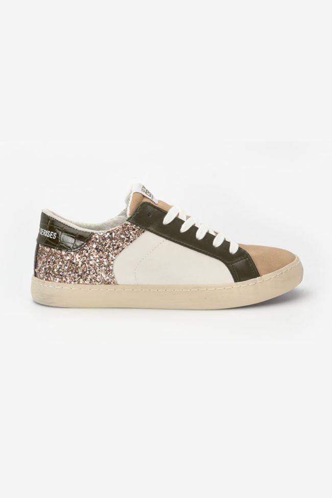 Bloom Sneakers in Khaki mit Pailletten.