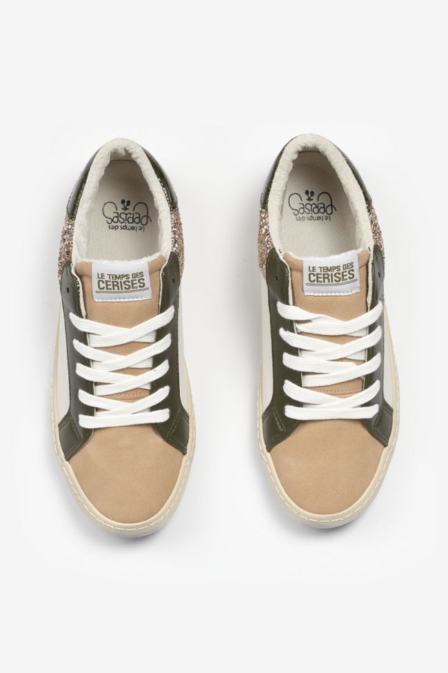 Bloom Sneakers in Khaki mit Pailletten.