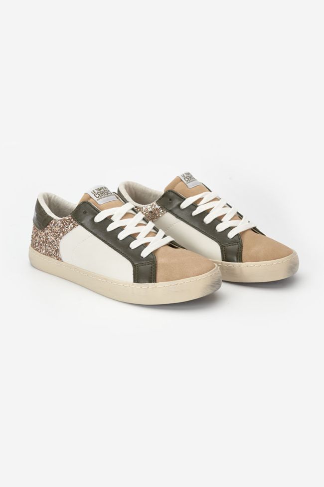 Bloom Sneakers in Khaki mit Pailletten.