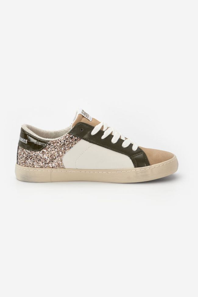 Bloom Sneakers in Khaki mit Pailletten.