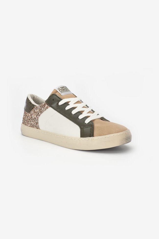 Bloom Sneakers in Khaki mit Pailletten.