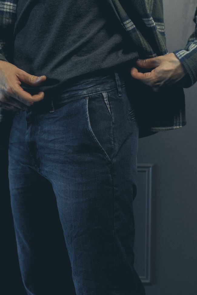 Dejean Chino-Hose aus blauem Jeansstoff