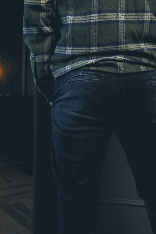 Dejean Chino-Hose aus blauem Jeansstoff