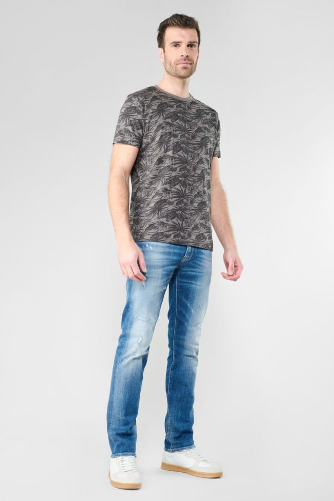 Vezir T-Shirt mit tropischem Muster grau