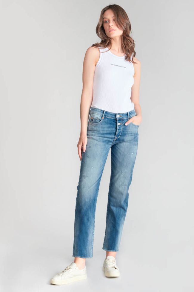 Jeans 400/18 mom Basic high waist 7/8 destroy blau Nr.4